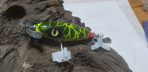 ezi fish lure Ez's 3" handcrafted wooden topwater lure (chopper blade)